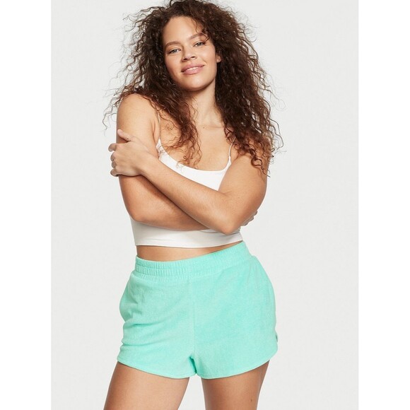 Victoria's Secret On Point Terry Cloth Side Back Pockets Pull On Track Shorts M - Picture 1 of 6
